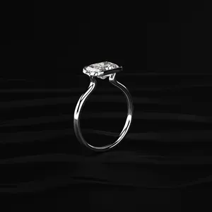1.0CT Radiant Cut Labgrown Diamond Half Bezel East West <b>Ring</b> Vintage Style <b>Ring</b> Minimalist Diamond <b>Ring</b> From <b>Indian</b> Supplier. - Product Image 3