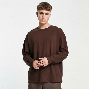T-shirt à manches longues en coton de haute qualité 230g, col rond, coupe ample, décontracté, pour homme, écologique, personnalisable - Product Image 1