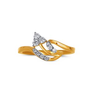 Bague moderne en diamant, or jaune et or bicolore, sertie de trois diamants, bague de promesse pour petite amie - Product Image 3