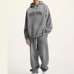 Ensemble sweat-shirt et pantalon de jogging unisexe en coton uni personnalisé pour l'hiver, 100% coton, pour homme - Product Image 1