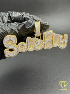 SoleFly <b>Name</b> <b>Chain</b> Moissanite Diamond Iced Out Pendant Hip Hop Jewelry Luxury Gift for Men Women - Product Image 5