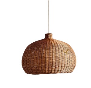 Tropical Rattan Lampshade Southeast Asia Gourd <b>Wicker</b> Pendant <b>Light</b> Cover Rustic Ribbed Hanging <b>Ceiling</b> Lamp Shade - Product Image 4