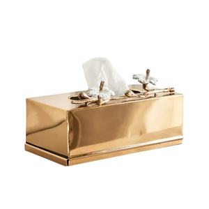 กล่องทิชชู่โลหะทำมือสำหรับร้านอาหารของโรงแรมกล่องกระดาษทิชชู่สำเร็จรูปลายดอกไม้ทำจากทองแดง - Product Image 1