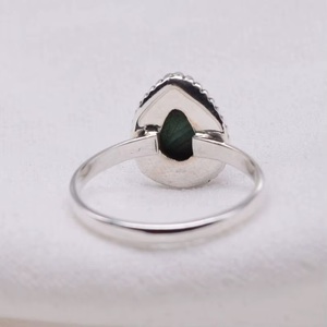 925 Sterling Silver Natural Green Malachite Gemstone <b>Ring</b> for Women Handmade Bohemian Style GIA Certified Fashion <b>Statement</b> - Product Image 4