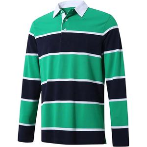 Camiseta Polo de Golf para Hombre, Personalizada con Logotipo, de Alta Calidad, Manga Larga, a Rayas, de Algodón, con Cuello Rugby, Estilo Casual - Product Image 1