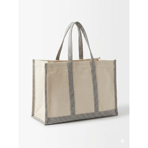 Sac fourre-tout en toile robuste MA53, réutilisable, en coton et lin, avec poignées renforcées, pour les courses, l'usage quotidien, les promotions et le shopping - Product Image 1