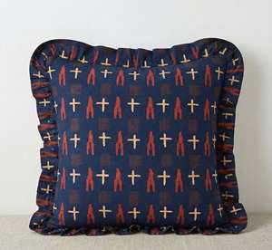 Housses de coussin vintage en coton indien imprimé au bloc, à volants, faites à la main, style bohème, 16x16, 18x18, 20x20 - Product Image 6