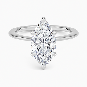 Anillo BOJ 05 con Corte Marquise, Plata 925, Halo Secreto Pequeño con Diamantes y Baño de Rodio, Anillo de Boda con Moissanita de 2ct, Color D, VVS1, Certificado GRA - Product Image 1