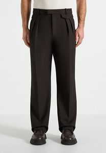 Pantalones Formales Negros Plisados para Hombre, Corte Recto, Poliéster de Peso Medio, Antiarrugas, Cierre de Botón, para Otoño - Product Image 2