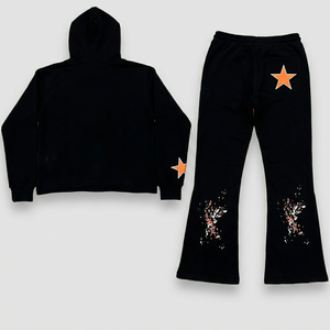 Conjunto de Chándal con Capucha Estampado Personalizado, Pantalones Deportivos Largos con Logotipo de Estrella Naranja y Negro, Ropa Casual de Otoño Unisex para Adultos - Product Image 2