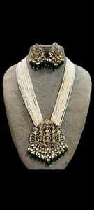 Conjunto de Joyería Tradicional India de Latón con Imitación de Perlas para Mujer, Collar y Aretes, Diseño Personalizado, Moda Étnica para Bodas - Product Image 2