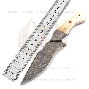 Cuchillo utilitario de hoja forjada fija de acero de Damasco personalizado hecho a mano con mango de hueso de camello hermoso cuchillo de caza y Camping - Product Image 6