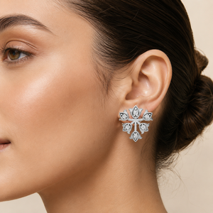 Trendy 925 Sterling Silver Floral <b>Moissanite</b> Gold Plated Stud <b>Earrings</b> Women Elegant Flower Design Luxury Fashion Jewelry Gift - Product Image 5