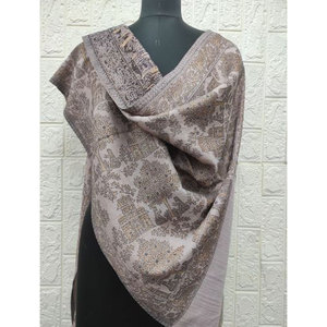 Luxury Fine <b>Wool</b> Zari Tree Cutting Jaal Stole for Women Premium Soft Warm Shawl 70x200cms Elegant Designer <b>Wrap</b> Ready Stock - Product Image 4