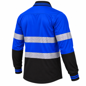 Chemise de sécurité réfléchissante personnalisée, vêtements de travail pour la construction et l'exploitation minière, polo à manches longues, couleur unie, chemise de travail réfléchissante personnalisée - Product Image 4