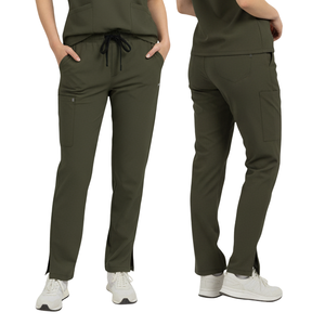 Conjunto de Uniforme Médico Unisex, Cuello en V, Pantalones Tipo Jogger con Bolsillos, Tejido Transpirable de Spandex/Algodón - Product Image 1