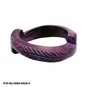 Bracelet en bois violet vintage sculpté à la main, style antique, motif étoile gravé, style bohème, épais, pour femme - Product Image 2