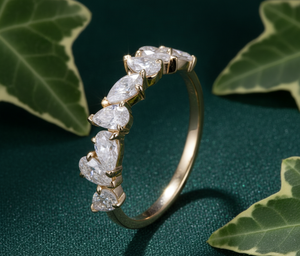 Bague de cocktail unisexe en or massif 14 carats avec diamant de laboratoire taille marquise serti à griffes, bijou de fiançailles classique AMBER JEWELS T-1033 - Product Image 3
