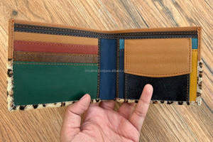 Portefeuille de blocage RFID en cuir recyclé de haute qualité portefeuille à deux volets mince pour hommes portefeuille en peau de vache de grande capacité tenir des cartes d'identité de pièce de monnaie en espèces - Product Image 3