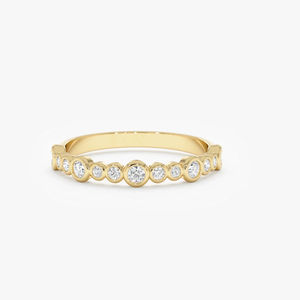 Bague en diamant de laboratoire sertie clos, style éternité, en or véritable 14 carats, pour mariage, délicate et empilable, cadeau d'anniversaire pour elle - Product Image 2