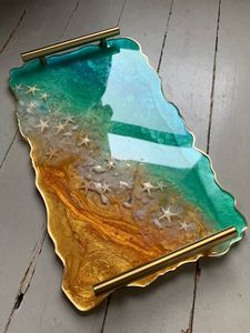 Best Selling Modern Handmade Resin <b>Tray</b> Home Decor Organizer for <b>Vanity</b> Desk Tabletop Available at Excellent Price - Product Image 5