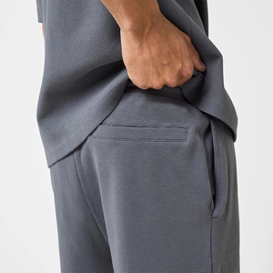 Shorts Bermuda en Coton Gris pour Homme, Taille Mi-Haute, Fermeture à Cordon, Style Décontracté, Tissu Tricoté Respirant, Écologique et Infroissable - Product Image 6