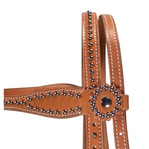 Cabezada para Caballo de Cuero Genuino con Decoración de Puntos – Cabezada de Doble Capa y Doble Costura con Herrajes de Acero Inoxidable - Product Image 6