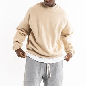 Sudadera con capucha de cuello redondo de algodón de rizo francés para hombre, ropa de hombre Unisex, sudadera de cuello redondo de manga larga de gran tamaño - Product Image 3