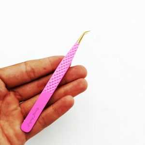 Pince à épiler de haute qualité Outils d'extension de faux cils Couleurs roses Pince à cils en acier inoxydable à vendre - Product Image 2
