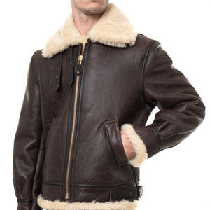 New Men's <b>Vintage</b> Sheep Skin Leather Jacket Stand Collar <b>Windbreaker</b> Autumn Motor Biker Customizable High Quality - Product Image 2