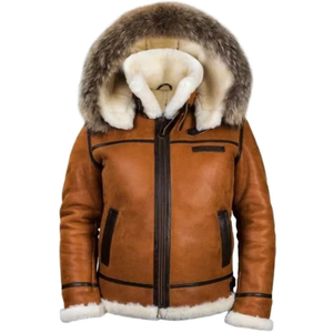 Vestes en cuir pour hommes de haute qualité, doublées de fourrure, style bomber, en peau de mouton, manteau d'hiver, veste de haute qualité pour hommes - Product Image 2