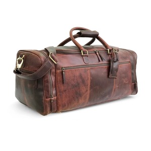 กระเป๋าหนังแท้สไตล์วินเทจ กระเป๋าเดินทางสำหรับวันหยุดสุดสัปดาห์ สำหรับผู้ชายและผู้หญิง ความจุขนาดใหญ่ พกพาสะดวก มีช่องใส่รองเท้า - Product Image 1
