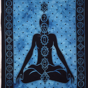 Buddha Yoga Seven Chakra <b>Mat</b> Cotton Tapestry Poster <b>Small</b> Handmade Home Decor Multiple Color Beautiful By Indian Consigners - Product Image 1