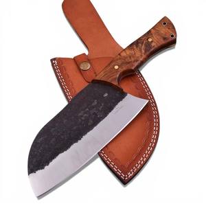 UA Supplies Couteau de chef serbe forgé sur mesure en acier inoxydable, 7 pouces, ambidextre, avec manche ergonomique en bois de rose - Product Image 1