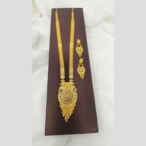 Conjunto de Joyería Fina Estilo Real-11058789GL, Collar Largo Geométrico Chapado en Oro con Circonita y Rubí CZ como Piedras Principales para Ocasiones Nupciales - Product Image 1