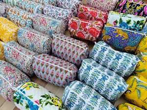 Eco-friendly Large Quilted Toiletry <b>Bag</b> Lightweight Cotton Makeup <b>Pouch</b> Multi Print Cosmetic Case <b>For</b> <b>Women</b> Block Print Reusable - Product Image 1
