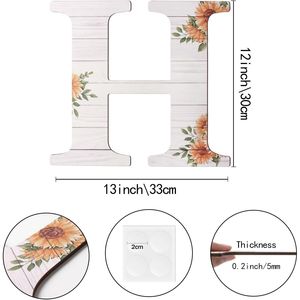 Grandi Lettere in Legno Rustico da 12 Pollici, Decorate con Girasoli, Insegne da Parete in Legno per Arredamento Casa - Product Image 2