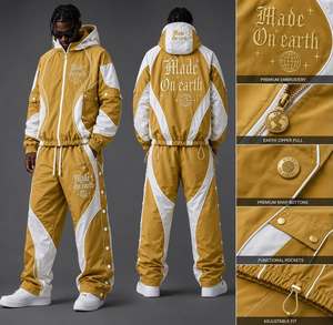 Unisex High Quality Nylon Tracksuit Custom Embroidered Streetwear Windbreaker <b>Jacket</b> Breathable Plus Size Casual Sweat Suits - Product Image 5
