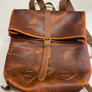 Unisex Genuine Leather <b>Roll</b> Top <b>Backpack</b> Slim Fit Rucksack for Commuters Stylish Luxury Eco-Friendly Laptop Bag LRTB-0197B - Product Image 1