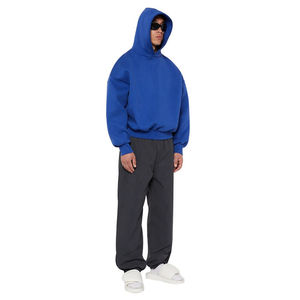 Sweat-shirt à capuche surdimensionné pour homme, couleur unie, coton French Terry teint, coupe classique, vêtement d'automne - Product Image 3