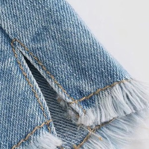 Shorts en jean d'été pour hommes, décontractés, mi-longs, avec broderie boutonnée, élastiques, délavés, effet usé, séchage rapide, respirants, 100 % coton, écologiques - Product Image 4