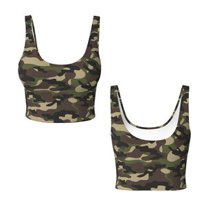 Nuevo sujetador deportivo transpirable de última tendencia para mujer, diseño de camuflaje, ropa deportiva, entrenamiento, yoga, con relleno, sublimación frontal - Product Image 1