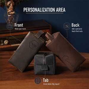 Neceser de Cuero Genuino de Alta Calidad para Hombre, Bolsa de Cosméticos de Viaje Vintage, Bolsa de Aseo de Cuero con Logotipo Personalizado LNTB-0037 - Product Image 2