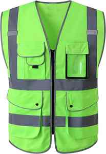 Chaleco de seguridad para mujeres y hombres, alta visibilidad, con bolsillos, cremallera frontal, chalecos de seguridad para trabajadores, chaleco de construcción, uniforme. - Product Image 4