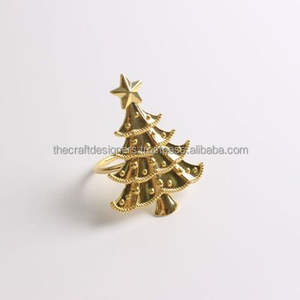 Rond de serviette sapin de Noël plaqué or réutilisable Holiday & Parties Vaisselle Porte-serviettes et anneau de mouchoirs par TCD - Product Image 4