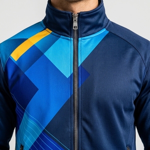 Conjunto Deportivo Techwear Azul Marino Oscuro para Hombre con Logotipo Personalizado, Chaqueta Holgada con Cuello Alto y Bolsillos con Ribete Circular - Product Image 6