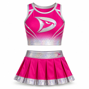 Ensemble d'uniformes de cheerleading personnalisés pour femmes OEM avec panneau arrière effet verre brisé et jupe plissée - Product Image 2