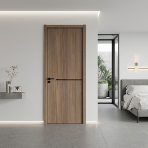 Porte intérieure pré-montée en bois massif MDF postmoderne personnalisable avec isolation acoustique, écran en PVC résistant à l'humidité, garantie de 2 ans - Product Image 1