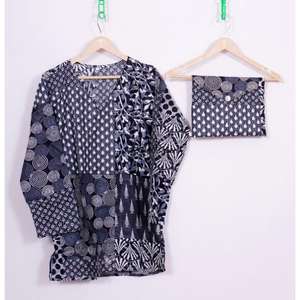 Pijamas de Algodón 100% Puro para Mujer, Cuello en V, Transpirables, Suaves, con Cintura Elástica, Ropa de Dormir - Product Image 2