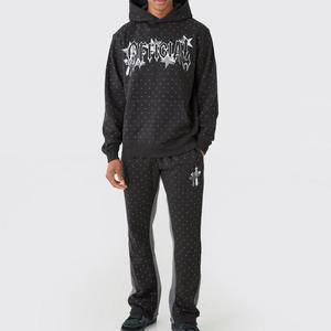 Survêtement unisexe en molleton 100% coton léger, avec impression sérigraphique vintage et strass, personnalisable avec logo, idéal pour l'hiver - Product Image 1